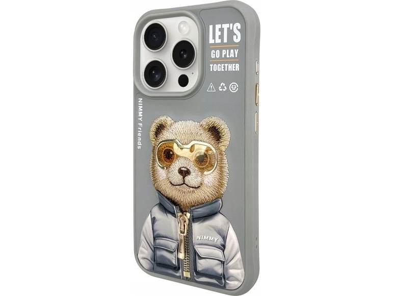 Nimmy Apple Iphone 15 Pro Max 6.7" Dėklas Telefonui Pilkos Spalvos Cool&Cute 2.0 Bear