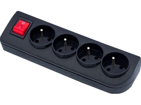 Elgotech Prailginimo Laido Lizdas X 4 Su Įžeminimu Ir Jungikliu, Juodas Gn-40W-2
