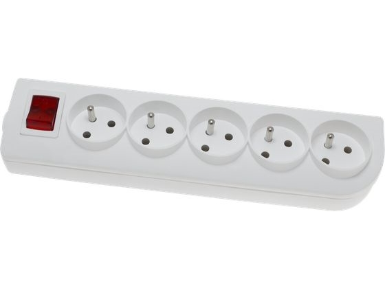Elgotech Prailginimo Laido Lizdas X 5 Su Įžeminimu Ir Jungikliu, Baltas Gn-50W
