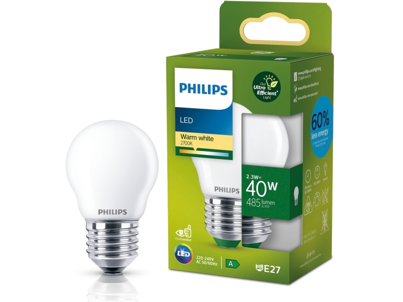 Led E27 Klot P45 2 3w 40w Frostad 485lm 2700k Energiklass A