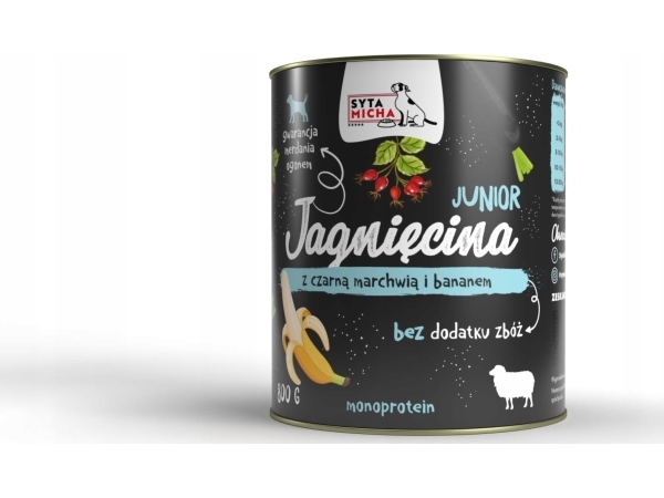 Syta Micha Junior Lamm Mit Schwarzer Karotte Und Banane - Nassfutter Für Hunde - 800G