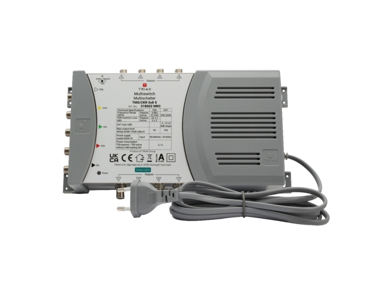 Triax 318602, 5 ingångar, 8 utgångar, 950 - 2200 MHz, 47 - 694 MHz, 1.0, 2.0, 180 - 264 V | TV, Ljud & Bild - TV & Hemmabio - TV Tillbehör | GameStuff