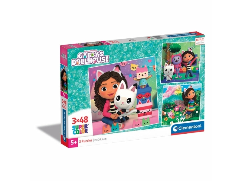 Clementoni Puzzle 3X48el Koci Domek Gabi, Gabbys Puppenhaus 25295