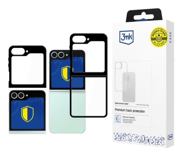 3Mk Satin Armor Case+, Cover, Samsung, Galaxy Z Flip 6, 17 Cm (6.7"), Sort, Transparent