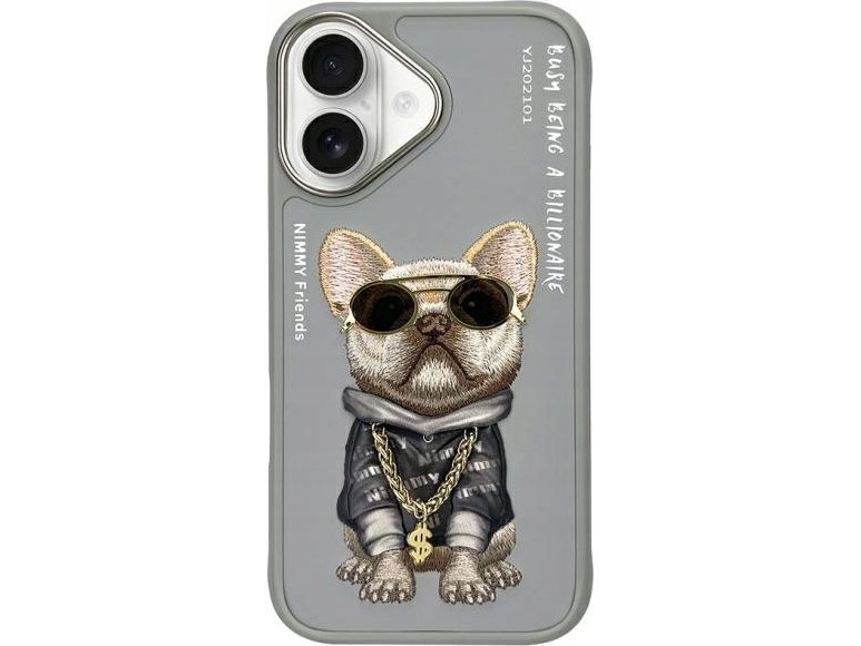 Nimmy Iphone 16 6.1" Case Gray/Gray Glasses Cool Dog