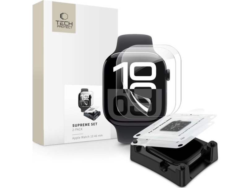 FOLIA HYDROŻELOWA TECH-PROTECT SUPREME SET 2-PACK APPLE WATCH 10 (46 MM) CLEAR