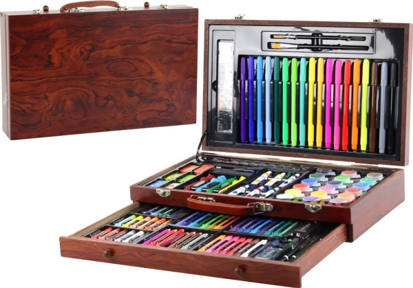 Lean Dailės Rinkinys Mediniame Lagamine – 123 Elementai