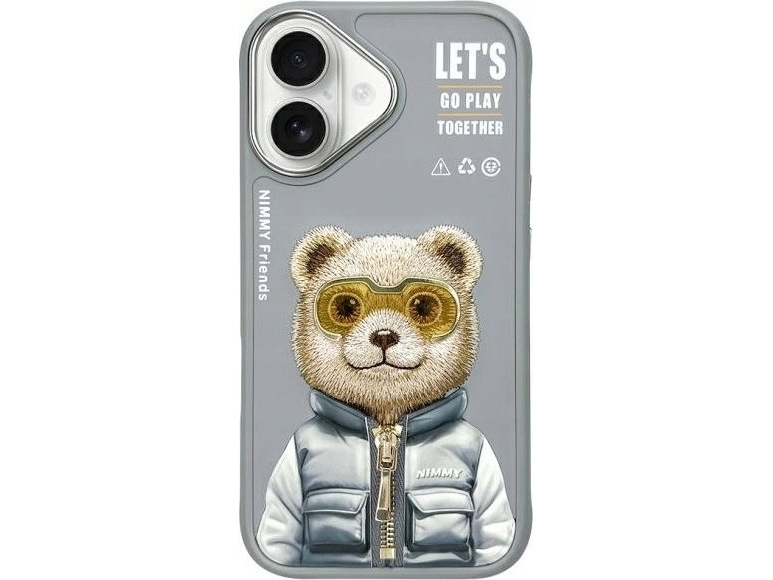 Nimmy Apple Iphone 16 6.1" Dėklas Telefonui Pilkos Spalvos Cool&Cute 2.0 Bear