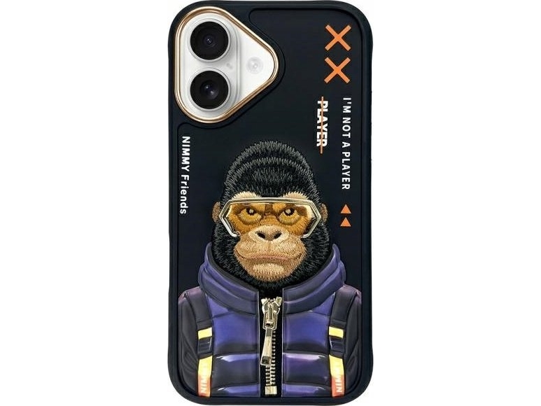 Nimmy Apple Iphone 16 6.1" Dėklas Telefonui Juodos Spalvos Cool&Cute 2.0 Monkey