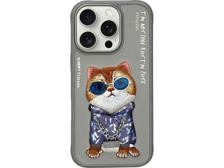 Nimmy Apple Iphone 16 Pro Max 6.9" Dėklas Telefonui Pilkos Spalvos Glasses Cool Cat