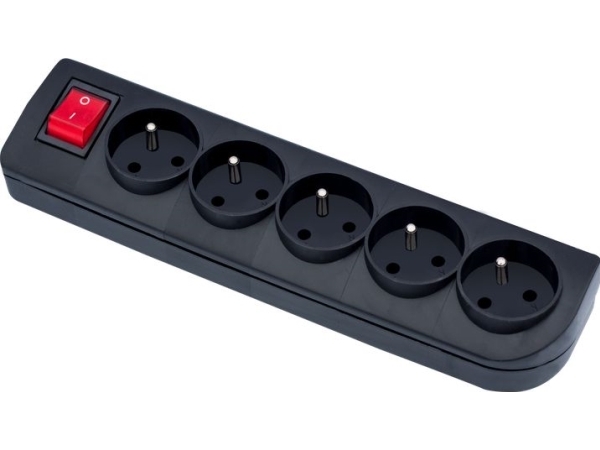 Elgotech Prailginimo Laido Lizdas X 5 Su Įžeminimu Ir Jungikliu, Juodas Gn-50W-2