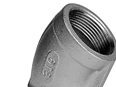 Støbt Vinkel 45gr 11/4 - muffe/muffe. Rustfri, Kvalitet AISI 316