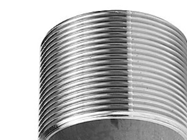 Nippel, 11/2 x 38 mm - m/whitworth rørgevind cylindrisk, AISI 316