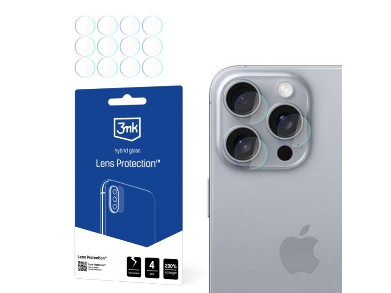 3Mk Lens Protection, Apple, Iphone 16 Pro, Impact Resistant, Scratch Resistant, Transparent, 4 Pc(S)
