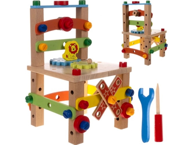 Vaikiškas medinis meistro darbastalis - kėdė su įrankiais Kruzzel