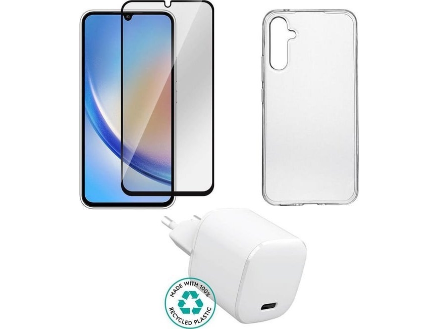 Estuff Tillbehörssats För Mobiltelefon Charger Cover Glass För Samsung Galaxy A34 5g