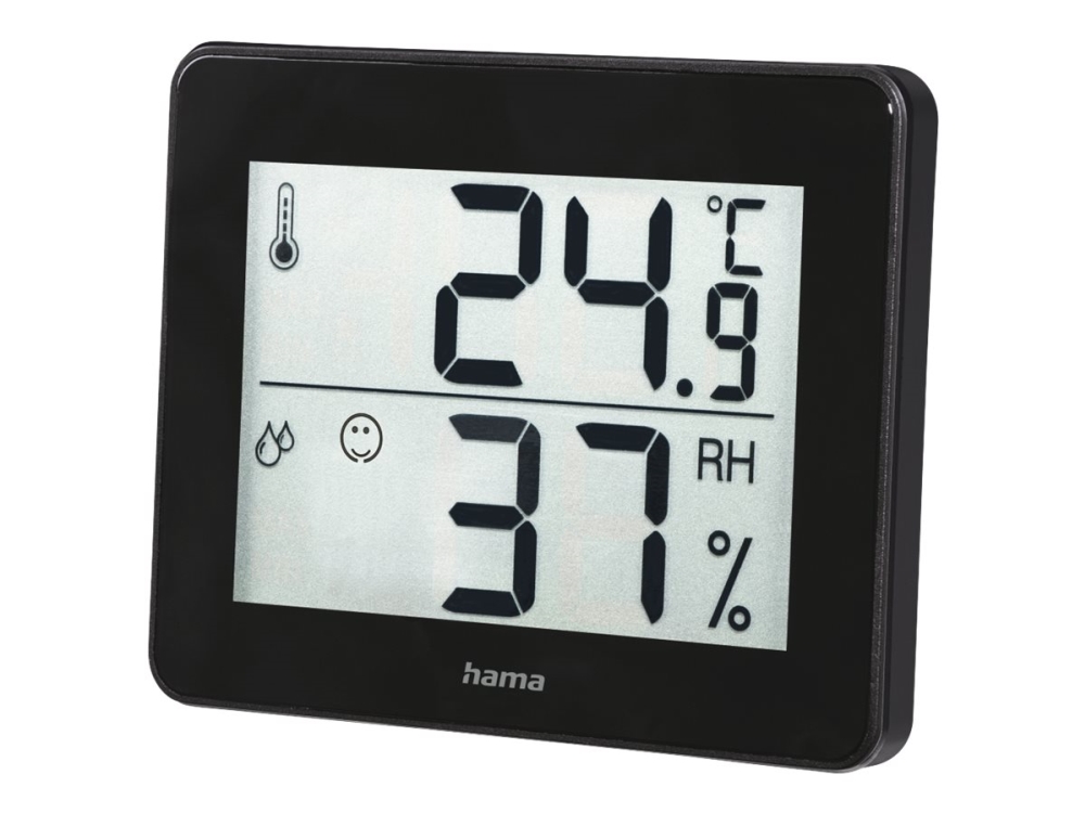 Hama TH-130, Musta, Ilmanlaatu, Kosteusmittari sisäkäyttöön, Lämpömittari sisäkäyttöön, Kosteusmittari, Lämpömittari, Kosteusmittari, Lämpömittari, 0 - 50 °C, 32 - 122 ° F