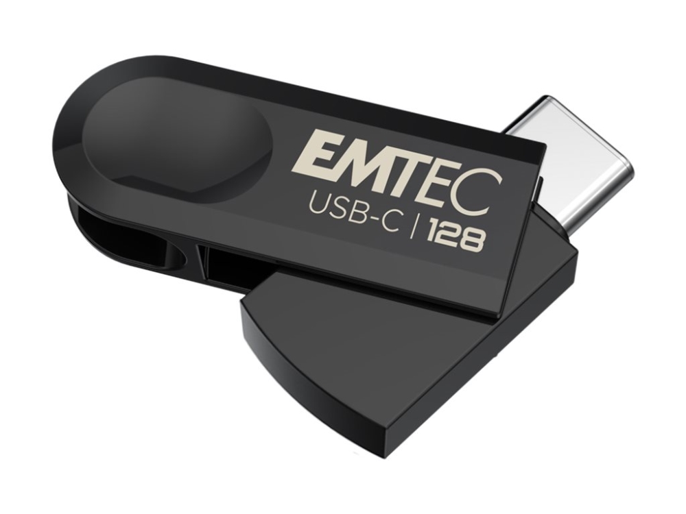 Emtec C280, 128 Gb, Usb Typ-C, 3.2 Gen 1 (3.1 Gen 1), Drehring, Schwarz