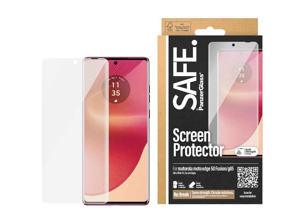 SAFE. by PanzerGlass - Skærmbeskytter for mobiltelefon - ultrabred pasform - glas - for Motorola Edge 50 Fusion  Moto G85