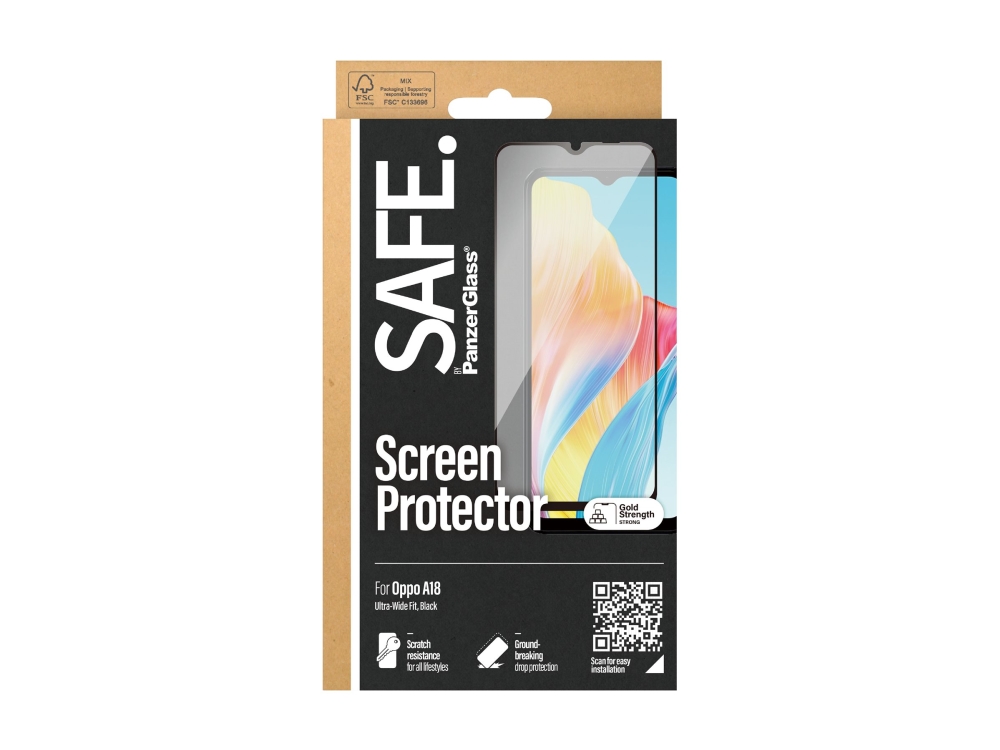 SAFE. by PanzerGlass - Skärmskydd för mobiltelefon - ultrabred passning - glas - ramfärg svart - för OPPO A18 | Datorer & Surfplattor - Tillbehör till surfplattor - Covers & Väskor | GameStuff