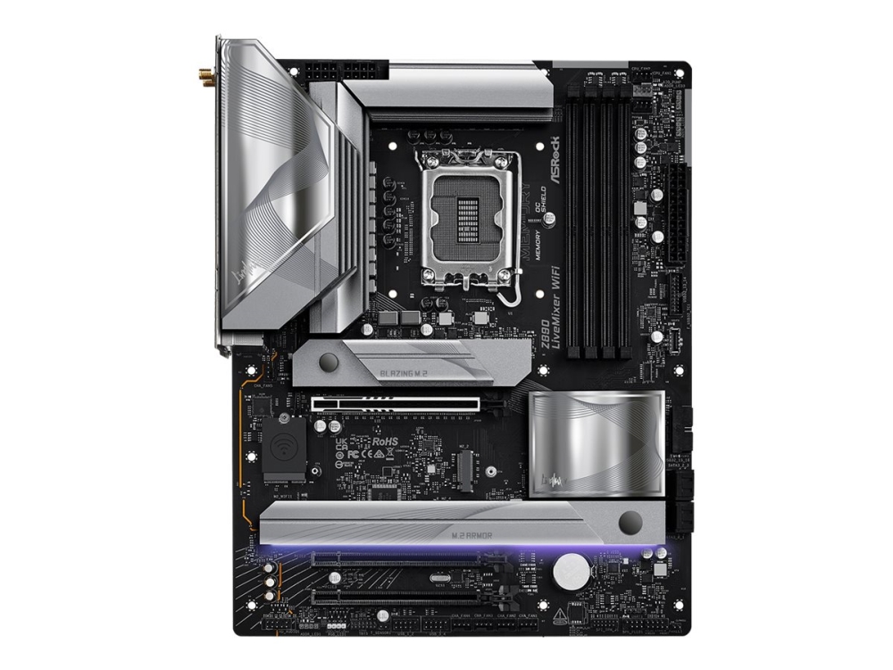 ASRock Z890 LiveMixer WiFi - Moderkort - ATX - LGA1851-uttag - Z890 Chipuppsättning - USB4, USB 3.2 Gen 2, USB 3.2 Gen 1 - 2.5 Gigabit LAN, Wi-Fi 7, Bluetooth - inbyggda grafiken (CPU krävs) - HD-ljud (8 kanaler) | Datorkomponenter - Moderkort - Intel Moderkort | GameStuff
