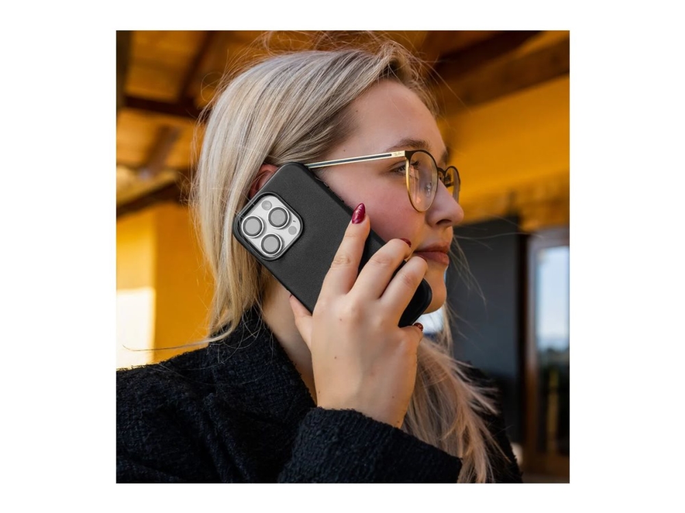 Fixed Magleather - Bagsidecover Til Mobiltelefon - Magsafe-Kompatibilitet - Ægte Læder - Sort - For Apple Iphone 16 Plus