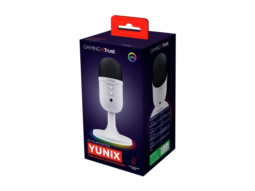 Trust Gxt 234W Yunix - Mikrofon - Usb - Hvid
