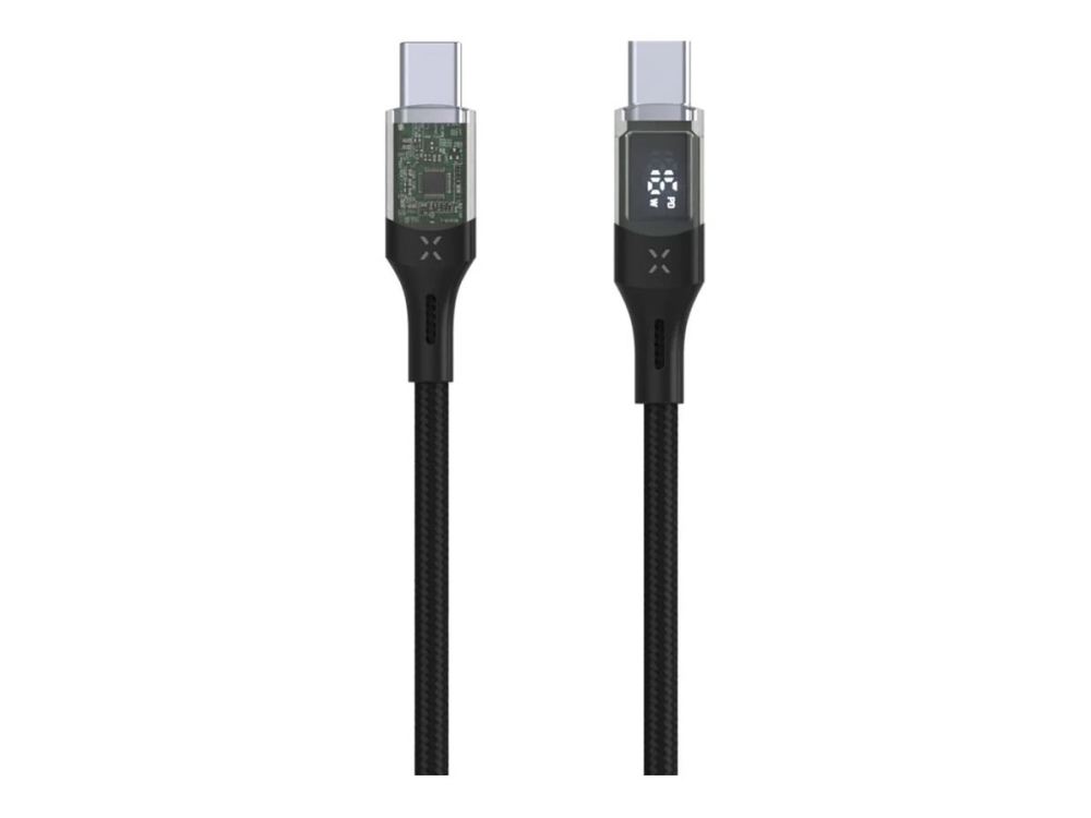 Fixed Corrected | Usb-C/Usb-C Kabel Mit Display, Pd-Unterstützung, 1,2M, Usb 2.0, 100W | Fixdd-Cc12-Bk