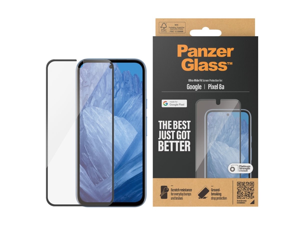 Panzerglass Displayschutz Google Pixel 8A | Ultra-Wide Fit, Google, Google - Pixel 8A, Trockene Anwendung, Kratzresistent, Schockresistent, Transpa