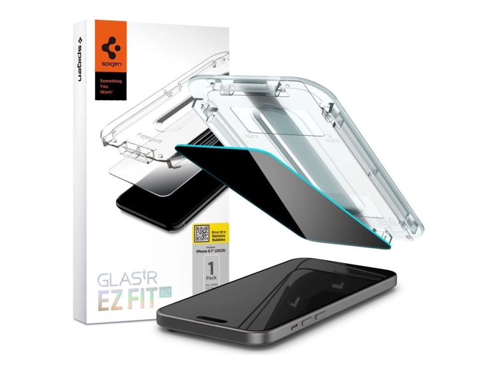 Spigen Glas.tr Ez Fit Skærmbeskytter For Mobiltelefon Glas Mørk For Apple Iphone 15