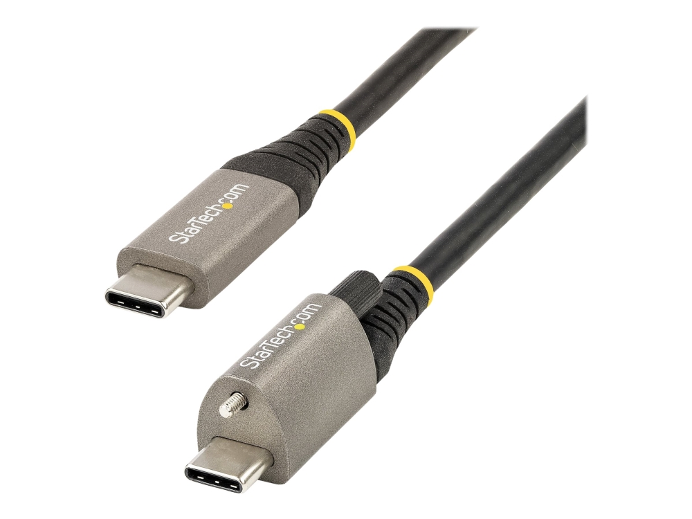 StarTech 50 cm toppskruvlåsande USB C-kabel 10 Gbit/s - USB 3.1/3.2 Gen 2 Type-C kabel - 100W (5A) Power Delivery-laddning, DP alt-läge - Enkel skruvlåsning - USB-C-kabel ladda/synkronisera - USB-kabel - USB-C (hane) rakt/lockande till USB-C (hane) rak - USB 3.2 Gen 2 / DisplayPort 1.4 /Thunderbolt 3 - 50 cm - stöd för 8K - grå, svart | Datortillbehör - Kablar & adaptrar - Datakablar | GameStuff