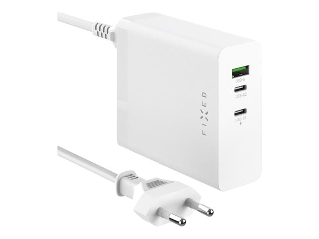Fixed Gan140 Strømforsyningsadapter 140 Watt 5 A Power Delivery 3.1 Qc 3.0 3 Output Stikforbindelser 2 X Usb C Usb Type A Hvid