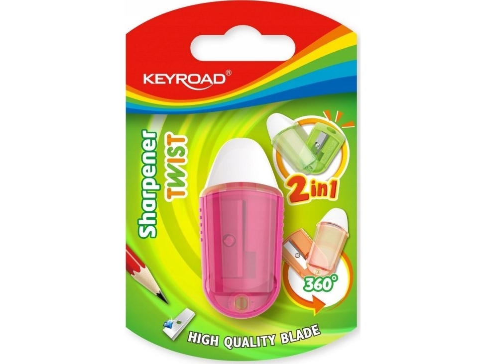 Keyroad blyantslids med gummigrebs, enkelt, twist, blister (mix farver)
