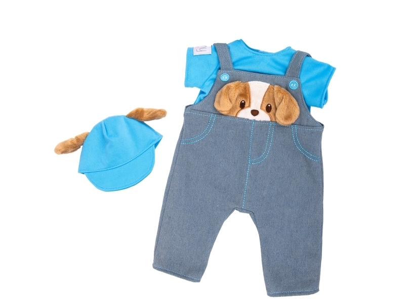Tiny Treasures Dukke-Outfit Med Hundehvalp I 3 Dele
