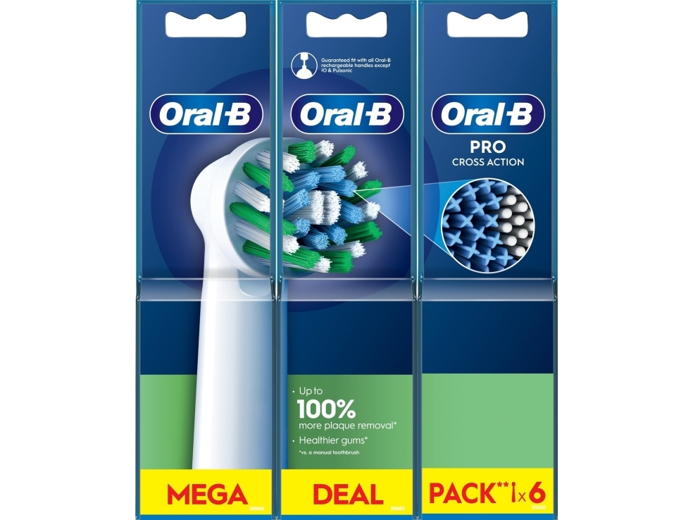 Oral-B | Replaceable Toothbrush Heads | Eb50rx-6 Cross Action Pro | Heads | For Adults | Number Of Brush Heads Included 6 | White