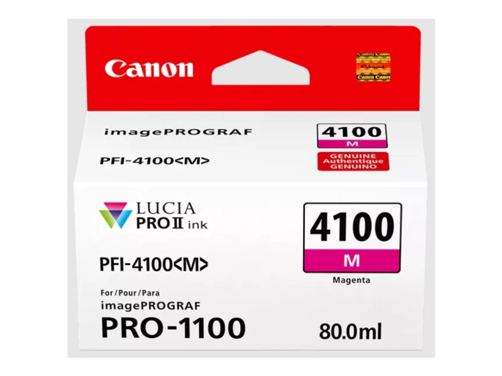 Canon Pfi-4100 M - 80 Ml - Magenta - Original - Hængekasse - Blækbeholder - For Imageprograf Pro-1100