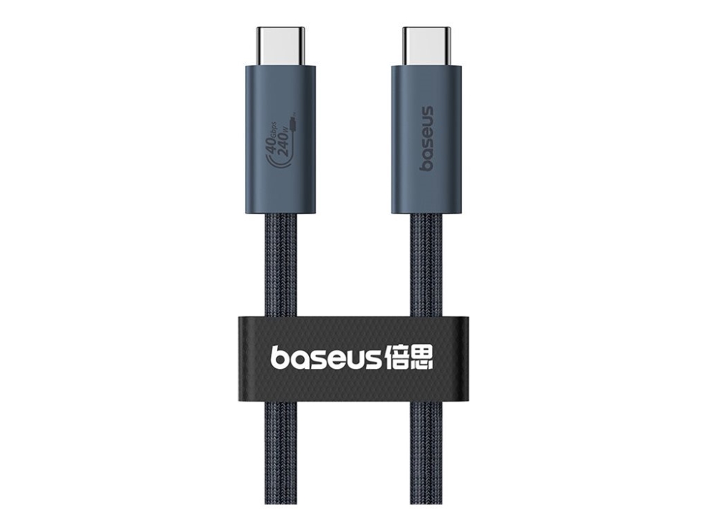 Baseus Flash Series 2 - USB-kabel - 24 pin USB-C (han) til 24 pin USB-C (han) - USB4 - 5 A - 1 m - 8K60 Hz (7680 x 4320) support, USB Power Delivery (240 W), op til 40 Gbps datatransferhastighed, Power Delivery 3.1 support, E-marker