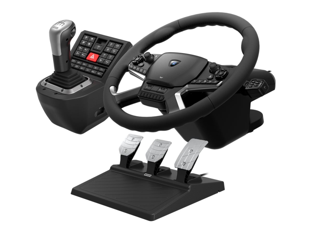 Hori Force Feedback Truck Control System Sæt Med Rat Pedaler Og Håndtag Til Gearskifte Kablet For Pc
