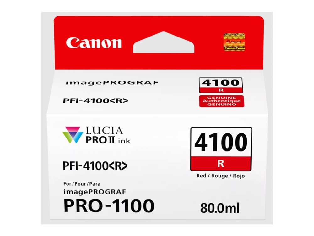 Canon Pfi-4100 R - 80 Ml - Rød - Original - Hængekasse - Blækbeholder - For Imageprograf Pro-1100