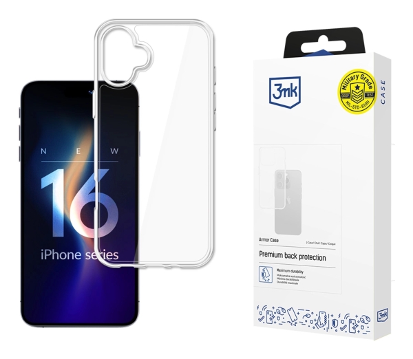 3Mk Armor Case, Cover, Apple, Iphone 16 Plus, 17 Cm (6.7"), Transparent