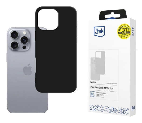 3Mk Matt Case, Cover, Apple, Iphone 16 Pro, 16 Cm (6.3"), Schwarz