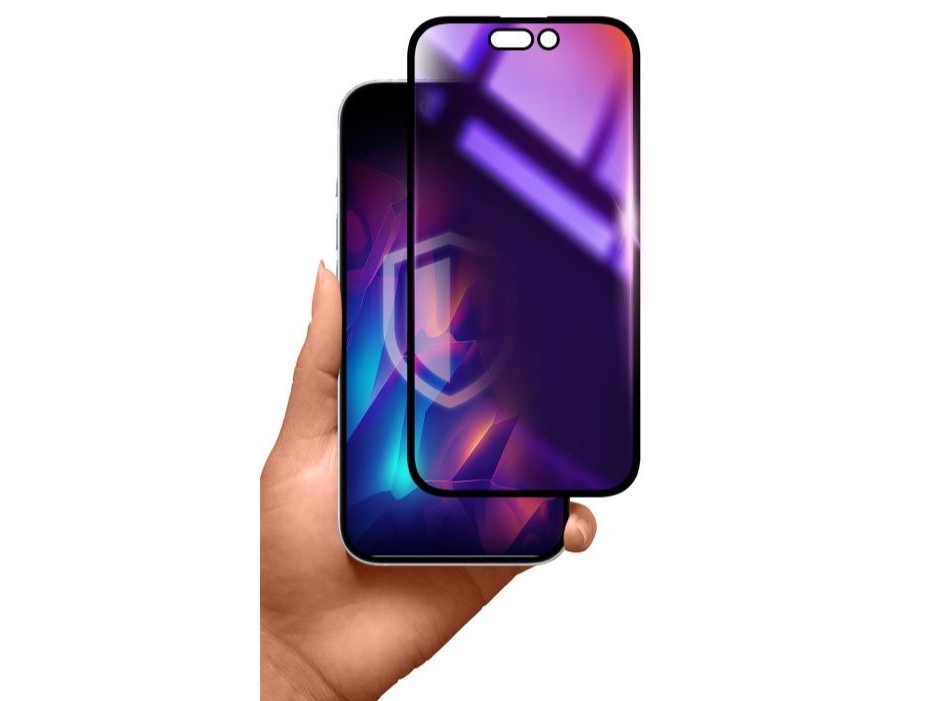 3Mk Rainbow Privacy, Apple, Iphone 15 Pro, Anti-Bacterial, Dirt Resistant, Impact Resistant, Scratch Resistant, Black, Transparent, 1 Pc(S)