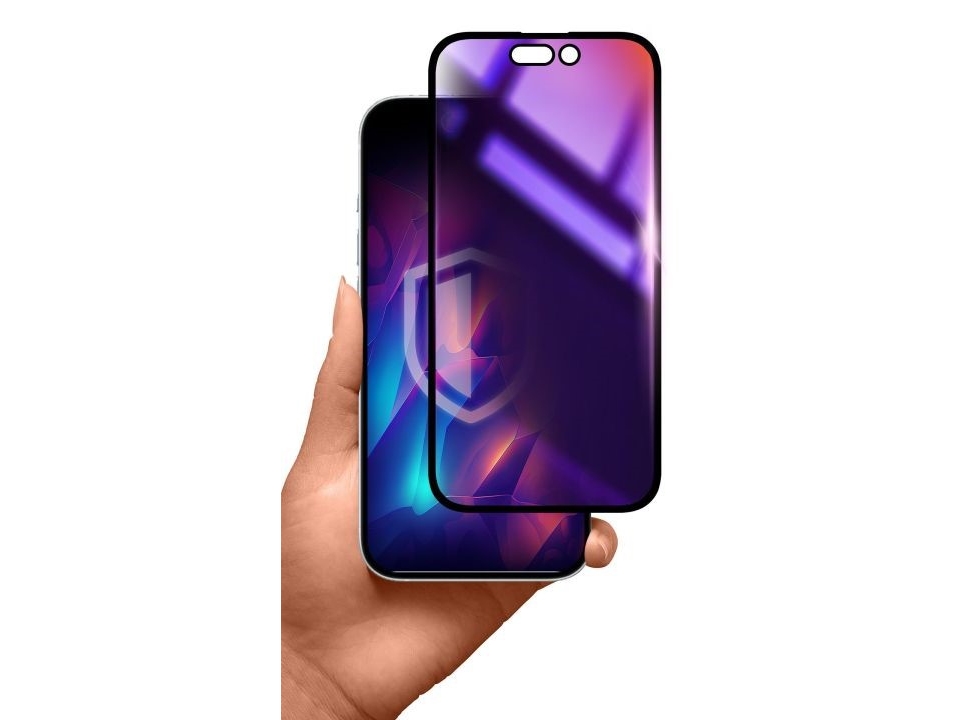 3Mk Rainbow Privacy, Apple, Iphone 15 Pro Max, Anti-Bakteriel, Smudsafvisende, Slagbestandig, Ridseresistent, Sort, Transparent, 1 Stk