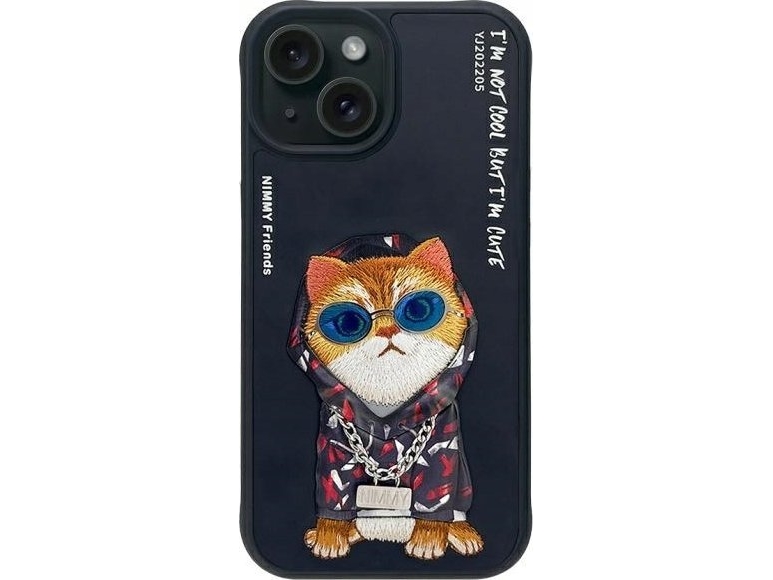 Nimmy Case Iphone 15 6.1" Black/Black Glasses Cool Cat