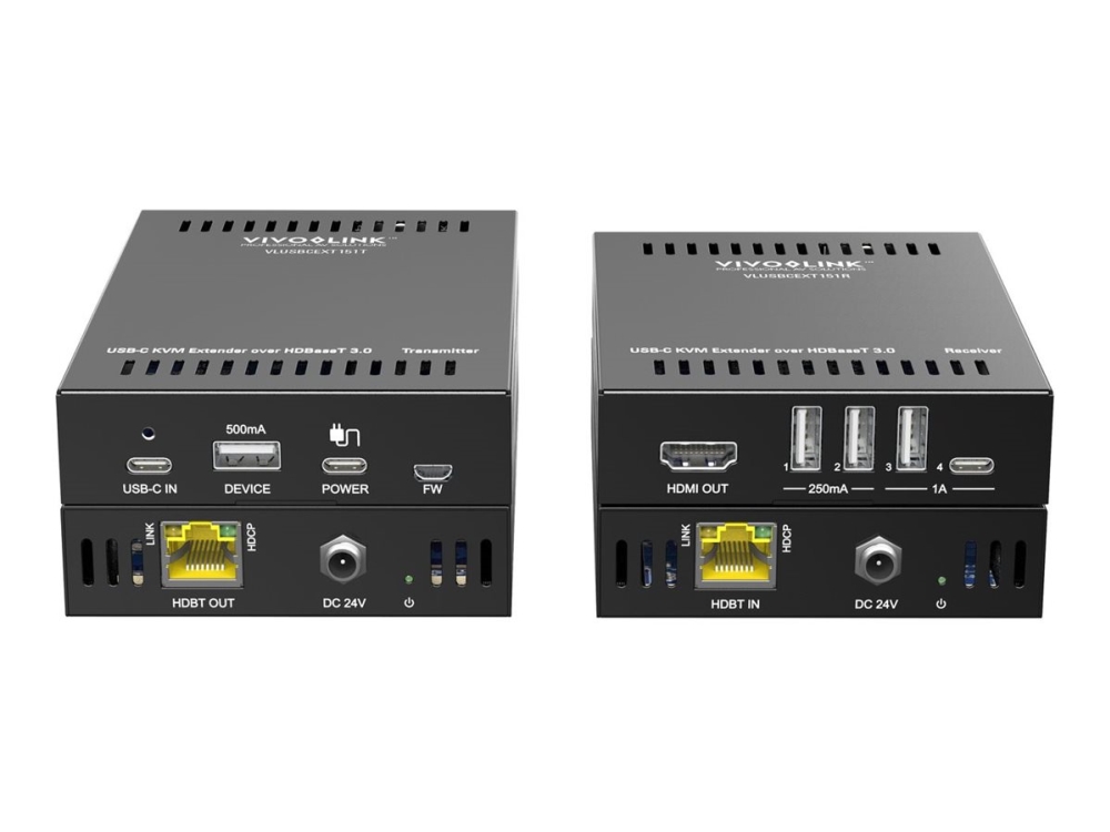 Vivolink - Extender Kit - Kvm-Forlænger - Hdbaset 3.0, Usb-C - Over Cat 6A - Usb - Op Til 70 M