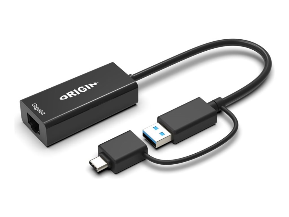 Origin Storage - Netværksadapter - Superspeed Usb 3.0 / Usb-C 3.0 - Gigabit Ethernet X 1 - Sort