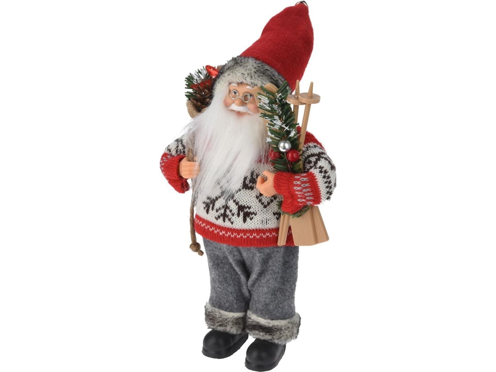 Juldekoration tomte figur stående deluxe 30 cm, grå/röd | Julen - Juldekorationer - Dekorationer för jul | GameStuff