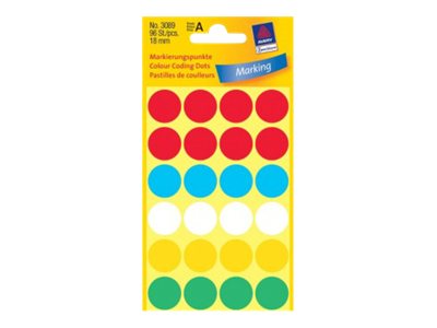 Avery Zweckform 3089, Mehrfarbig, Rund, Dauerhaft, 18 X 18 Mm, Small, Papier