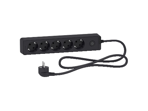 Schneider Electric Unica 2405158, 1,5 m, inomhus, typ F, typ F, vinklad, svart | EL Artiklar - Andra EL - Pluggar och uttag | GameStuff