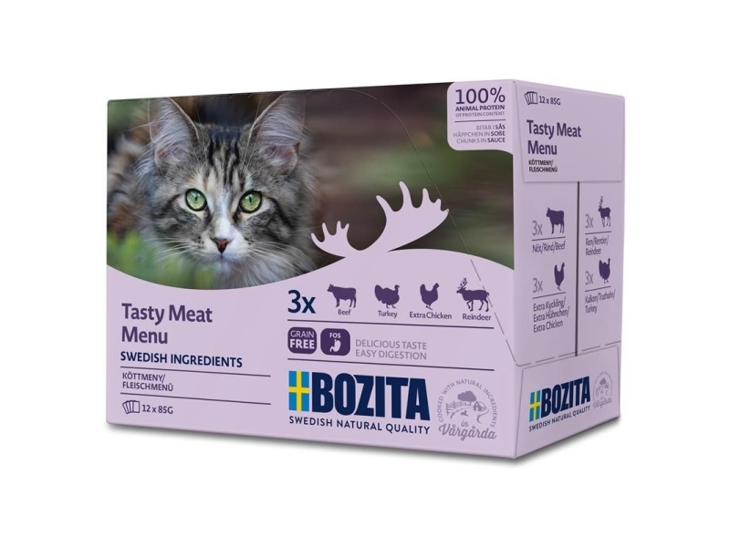 Bozita 9107573, Adult, Jede Rasse, Rind, Huhn, Hirsch, Truthahn, 85 G, Getreidefrei
